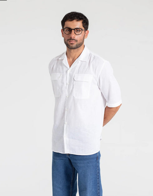 LINEN FLAP POCKET SHORT SLEEVES SHIRT